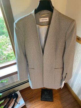 Calvin Klein Light Gray Open-Front Women's Coat